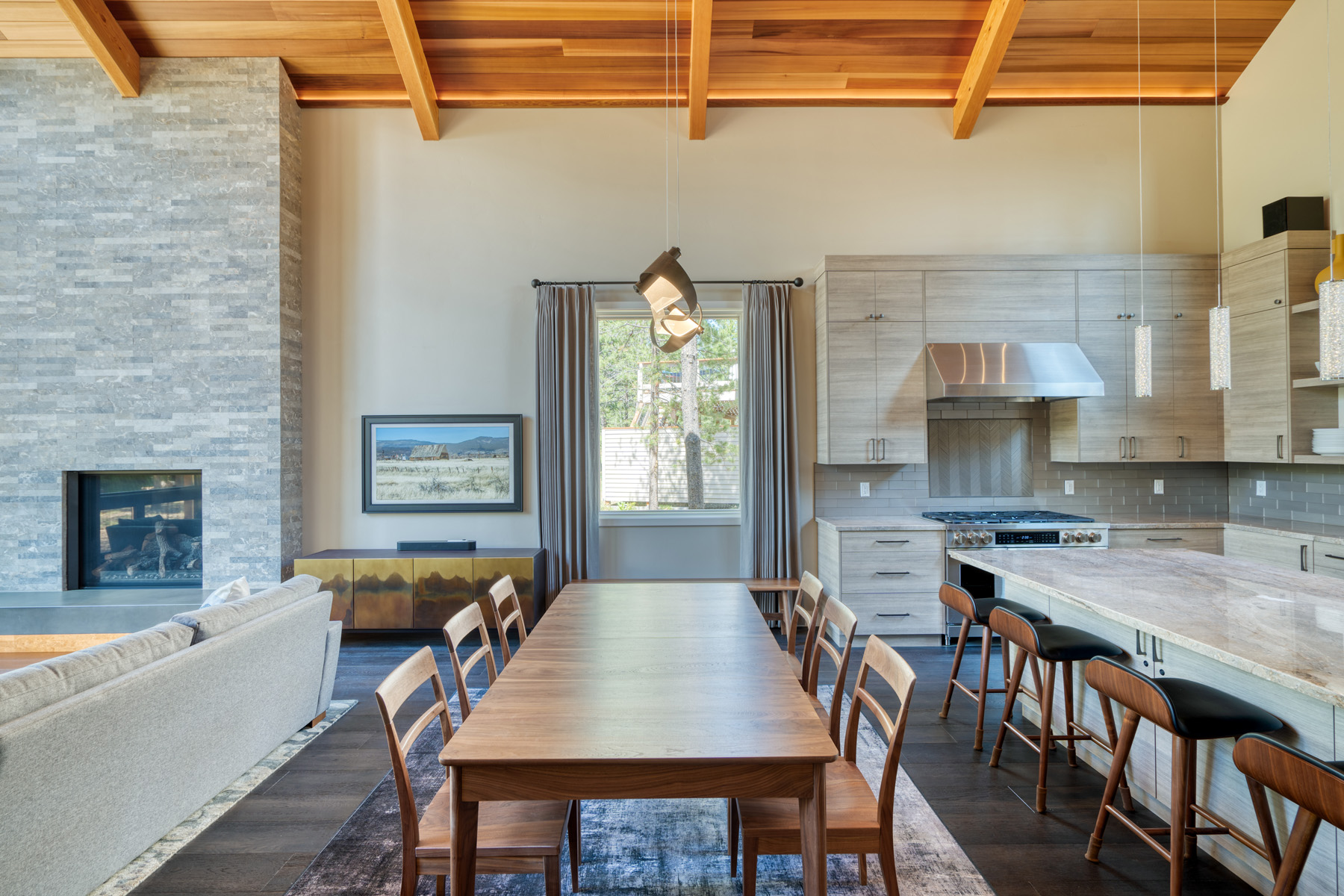 Dining table and seating area